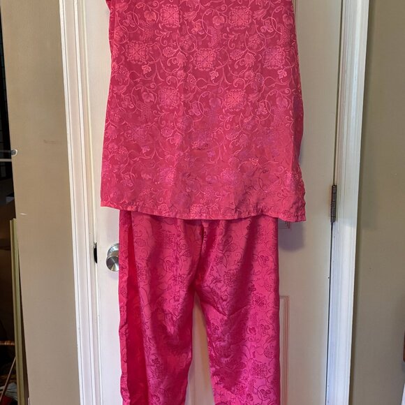 Adonna Pink 2 piece Pajama Sleeveless Button Top and Pants Size Medium - Picture 5 of 9